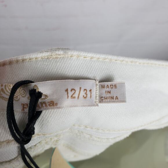 NEW PRANA Buxton Jeans White Boyfriend Jeans Button Fly Sz 12/31 Organic Cotton - Picture 9 of 14